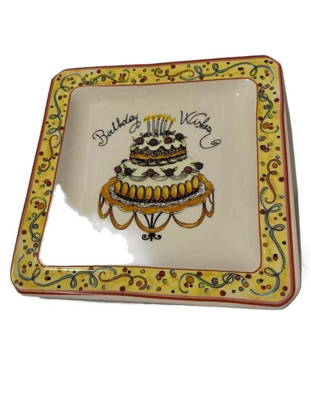 Vintage “Birthday Wishes” Ceramic Plate Made in Italy 6.5 inches-single slice /